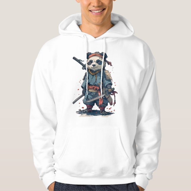 Sudadera Samurai Panda firme: El guerrero azul (Anverso)