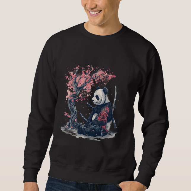 Sudadera Samurai Panda Guerrero japonés dibujando arte (Anverso)