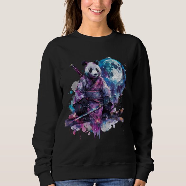 Sudadera Samurai Panda lleva Samurai Japonés Panda Watercol (Anverso)