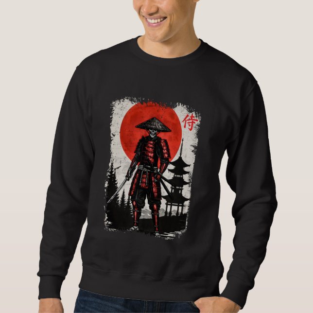 Sudadera Samurai Skeleton Gráfica japonesa vintage Ukiyo e (Anverso)