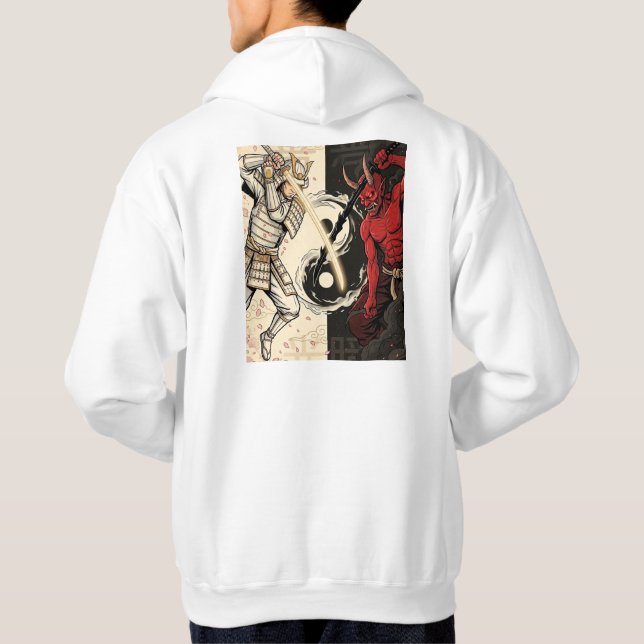 Sudadera Samurai vs Japanese Oni Demon Dual Yin Yang Graphi (Reverso)
