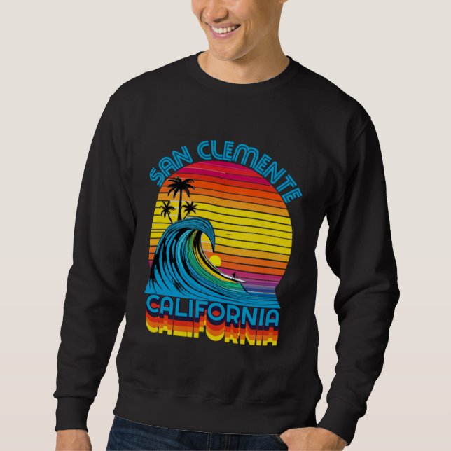 Sudadera San Clemente Retro Throwback Surf & Beach Souvenir (Anverso)