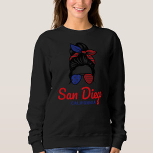 Sudadera San Diego California Retro Messy Bun