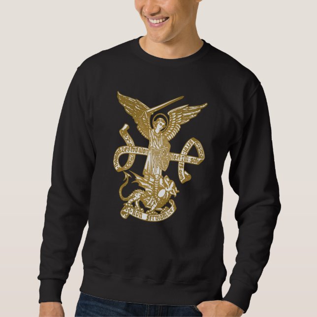 Sudadera San Miguel el Ángel Rojo Católico (Anverso)