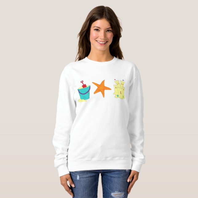 Sudadera Sandcastle Sand Castle Starfish Pail Beach Ocean (Anverso completo)