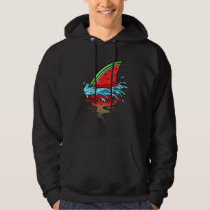 Sudadera Sandía de tiburón aleta de pez rebanada de fruta d