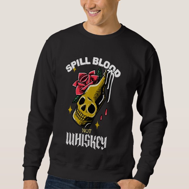 Sudadera Sangre de derrame no Whiskey Funny Skull Face Bott (Anverso)