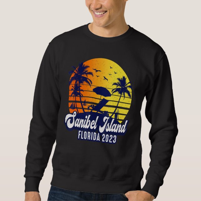 Sudadera Sanibel Island 2023 Florida Sunset Beach Retro (Anverso)