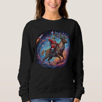 Sudadera Santa Astronaut Riding Flying Reindeer Space Chris