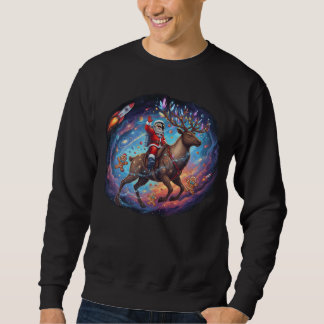 Sudadera Santa Astronaut Riding Flying Reindeer Space Chris