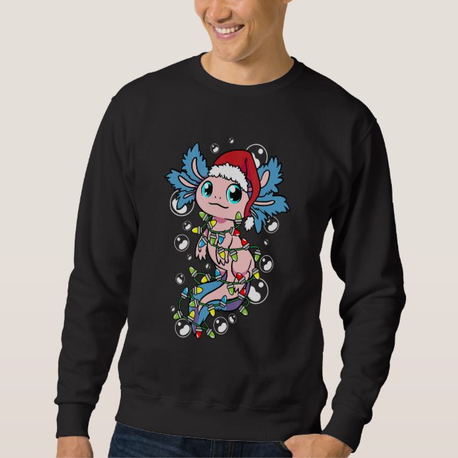 Sudadera Santa Axolotl Christmas Tree Lights Xmas Axolotl (Anverso)