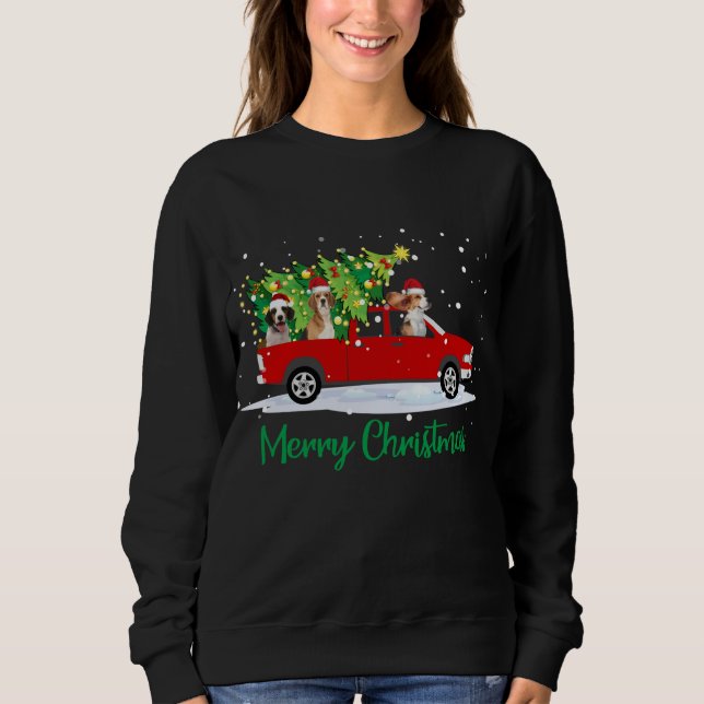 Sudadera Santa Beagle Montando Camión Rojo Feliz Navidad (Anverso)
