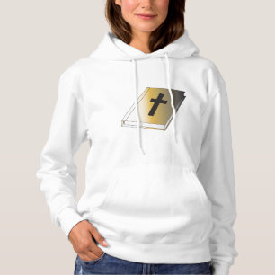 Sudadera Santa Biblia dorada con cruz negra religiosa