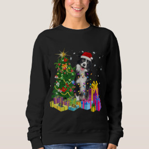 Sudadera Santa Border Collie Dog Christmas Tree Light Funny