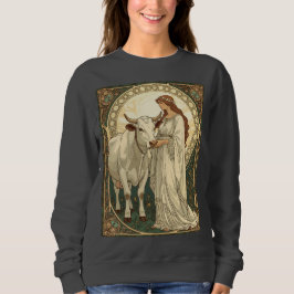 Sudadera Santa Brígida de Irlanda con vaca blanca