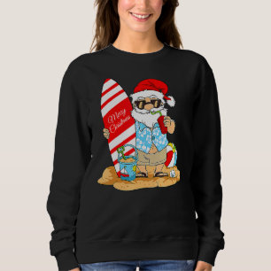 Sudadera Santa Claus En La Playa Con Navidades De Surf