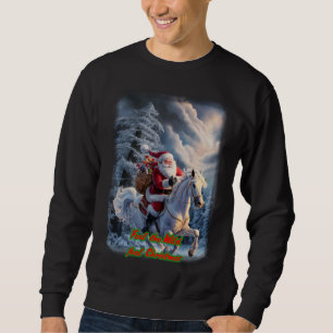 Sudadera Santa Claus está montando un caballo en un fondo n