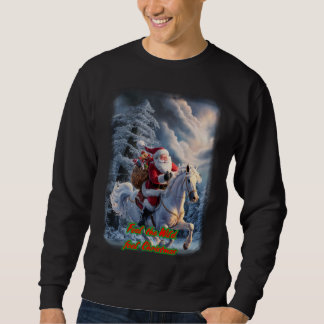 Sudadera Santa Claus está montando un caballo en un fondo n