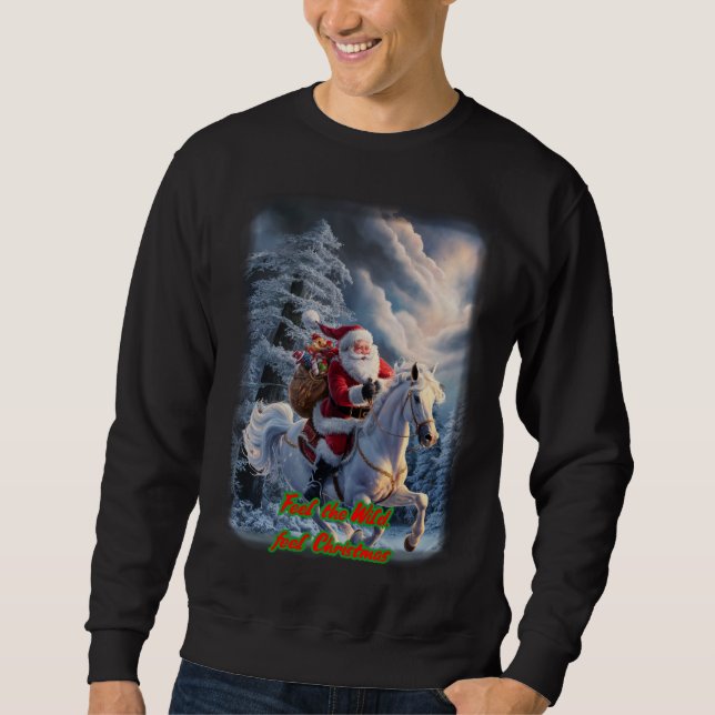 Sudadera Santa Claus is riding an Horse on a Black  (Anverso)