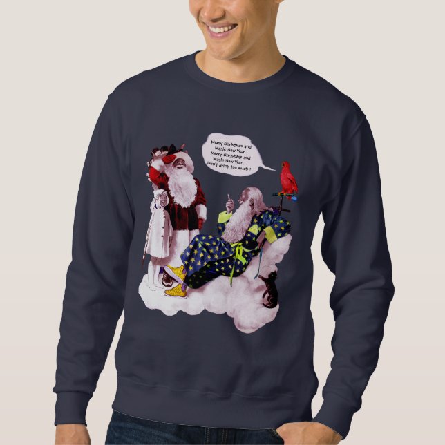 Sudadera SANTA CLAUS, PEQUEÑA ANGEL Y MERLIN, Fiesta de nav (Anverso)
