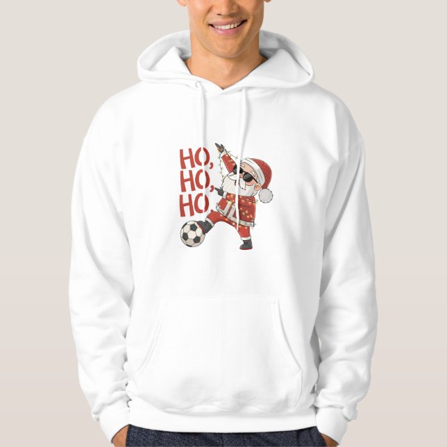 Sudadera Santa Claus playing soccer with Christmas lights (Anverso)