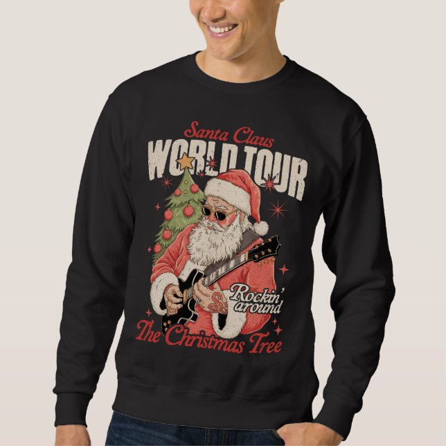 Sudadera Santa Claus World Tour Cool Christmas Music Guitar (Anverso)