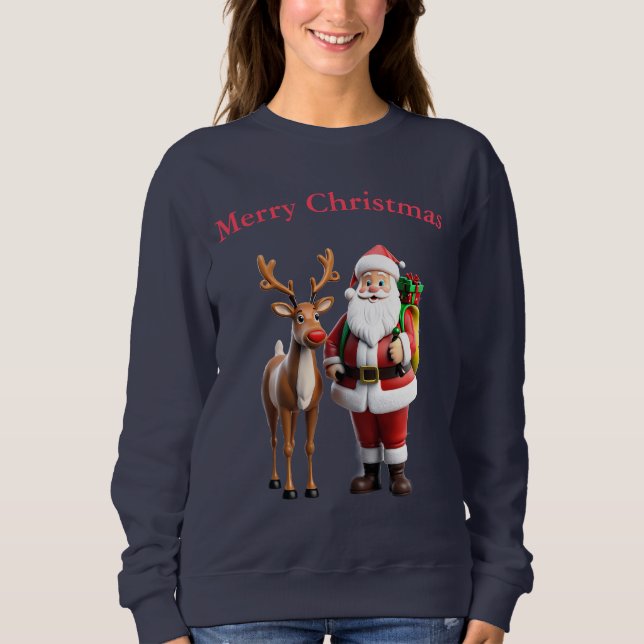 Sudadera Santa Clause y Rudolf el reno de nariz roja (Anverso)