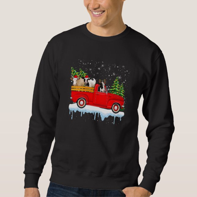 Sudadera Santa Cow Ride Red Truck Christmas Tree Farmer Xma (Anverso)