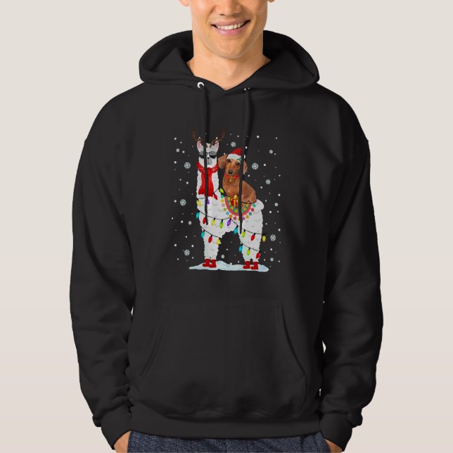 Sudadera Santa Dachshund montando reno (Anverso)