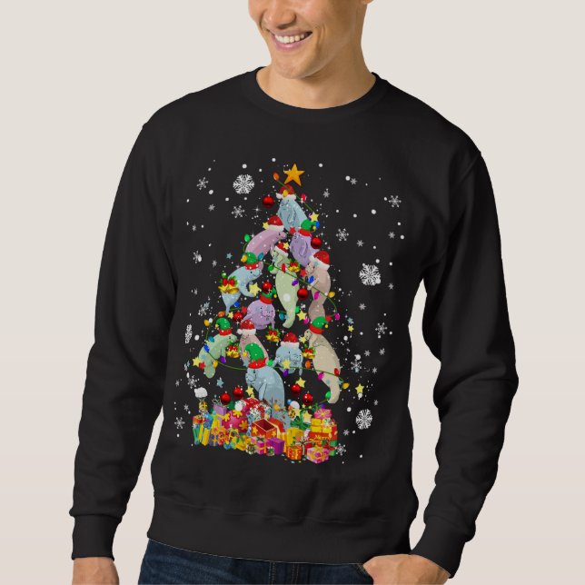 Sudadera Santa ELF Manatee Christmas Tree Xmas Light Manat (Anverso)
