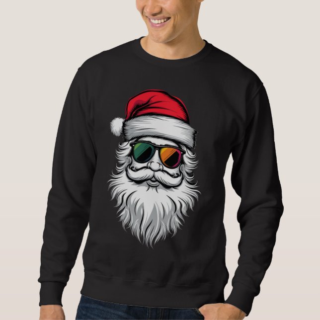 Sudadera Santa Face Retro Gafas de sol Navidades Navidad (Anverso)