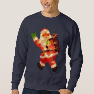 Sudadera Santa feliz con las falsas luces de navidad
