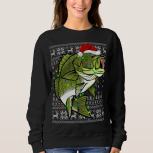 Sudadera Santa Hat Bass Fish Xmas Iluminando a un Cristo fe