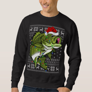 Sudadera Santa Hat Bass Fish Xmas Iluminando a un Cristo fe