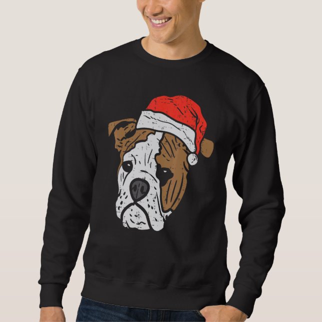 Sudadera Santa Hat English Bulldog Christmas Pet Dog  Owner (Anverso)