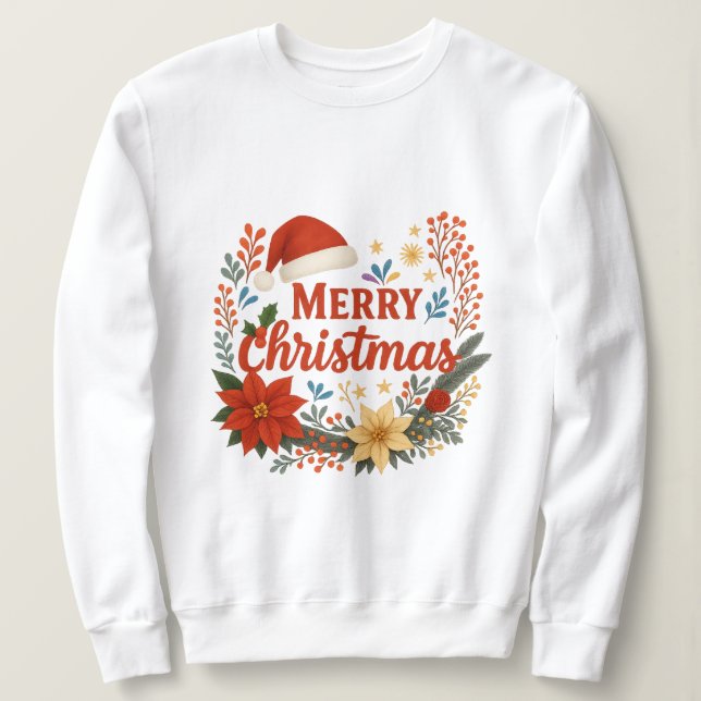 Sudadera Santa Hat Merry Christmas Sweatshirt (Anverso del diseño)