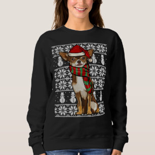 Sudadera Santa Hat Navidad Brown Chihuahua Feo