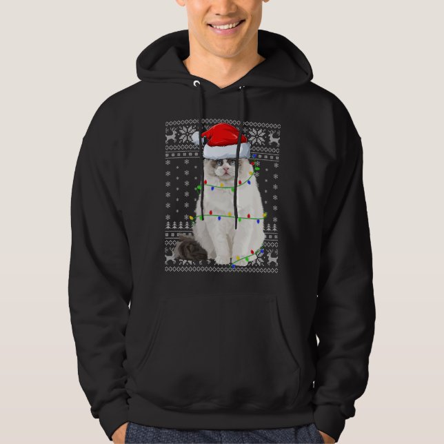 Sudadera Santa Hat Ragdoll Cat Xmas iluminando Ugly Ragdoll (Anverso)
