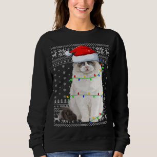 Sudadera Santa Hat Ragdoll Cat Xmas iluminando Ugly Ragdoll