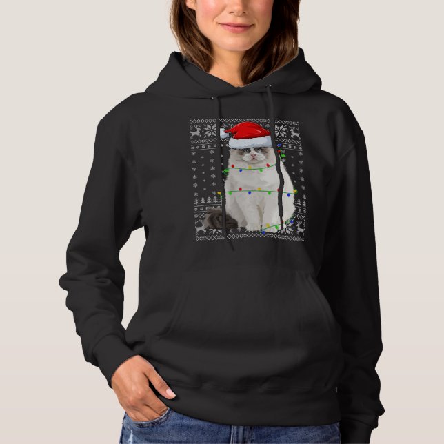 Sudadera Santa Hat Ragdoll Cat Xmas iluminando Ugly Ragdoll (Anverso)