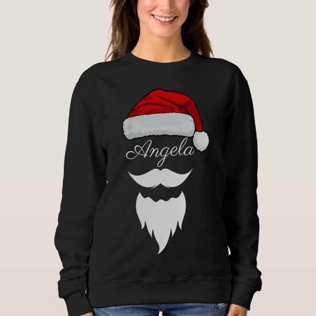Sudadera  Santa Hat Split Monogram Shirt, Personalized Name (Anverso)