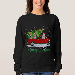 Sudadera Santa Husky montando Camión Rojo Feliz Navidad
