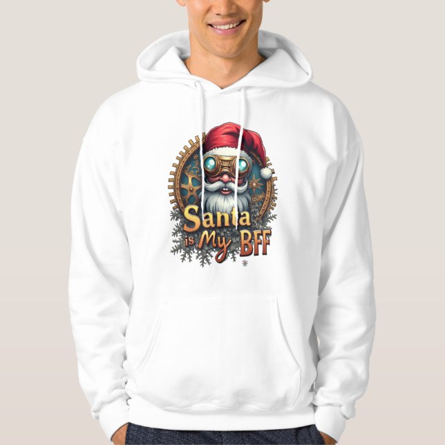 Sudadera Santa Is My BFF Hoodie – Cute Holiday Desig (Anverso)