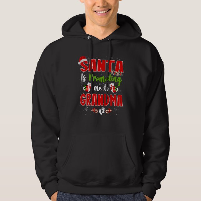 Sudadera Santa Is Promoting Me To Grandma Footprint Pregnan (Anverso)