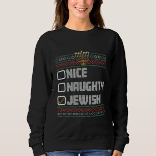 Sudadera Santa judío travieso bueno feo Navidad Hanukkah 