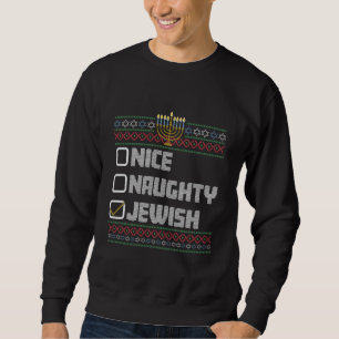 Sudadera Santa judío travieso bueno feo Navidad Hanukkah