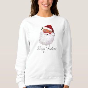 Sudadera Santa Merry Christmas Vintage Retro Watercolor