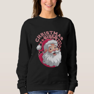 Sudadera Santa Navidad Rosa Retro Vintage