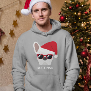 Sudadera Santa Paws Navidad Bulldog Francés Blanco
