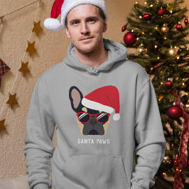 Sudadera Santa Paws Navidad Bulldog Francés Negro y Canela